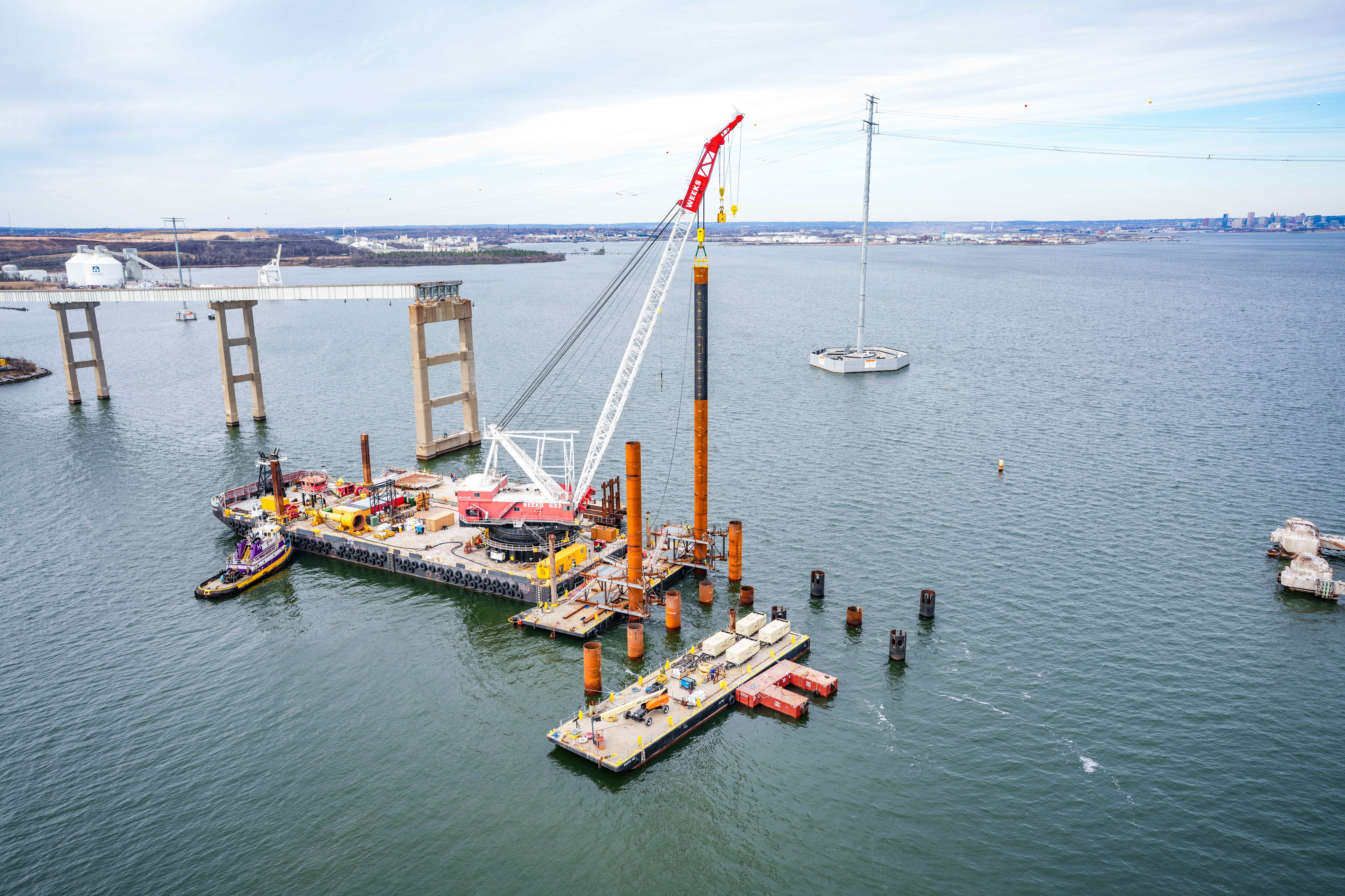 View of construction on the water