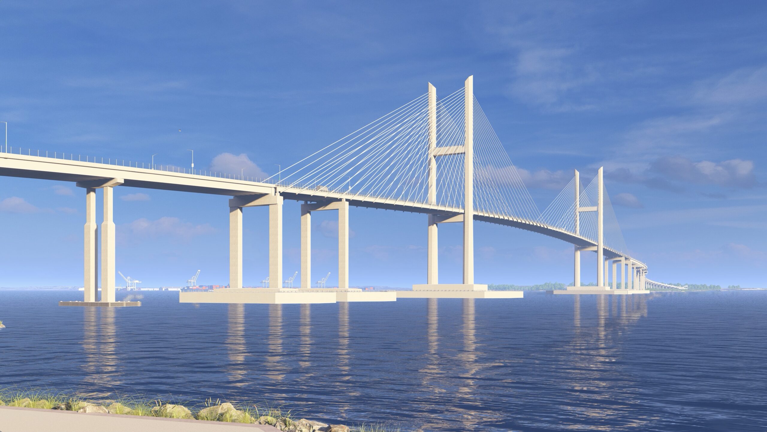 Rendering of Key Bridge from the ground