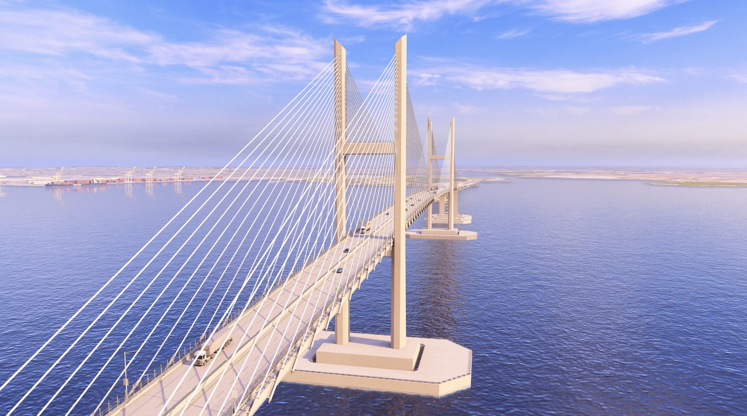 Top view of bridge rendering