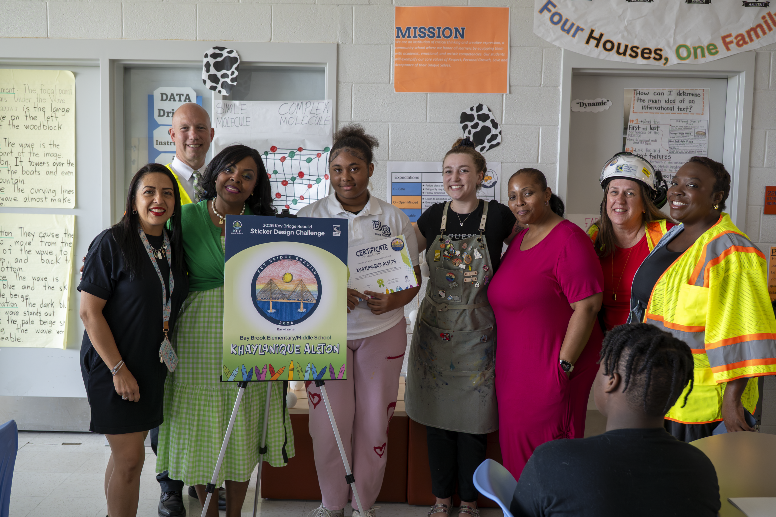Group of attendees at Bay Brook Elementary MS Sticker Challenge