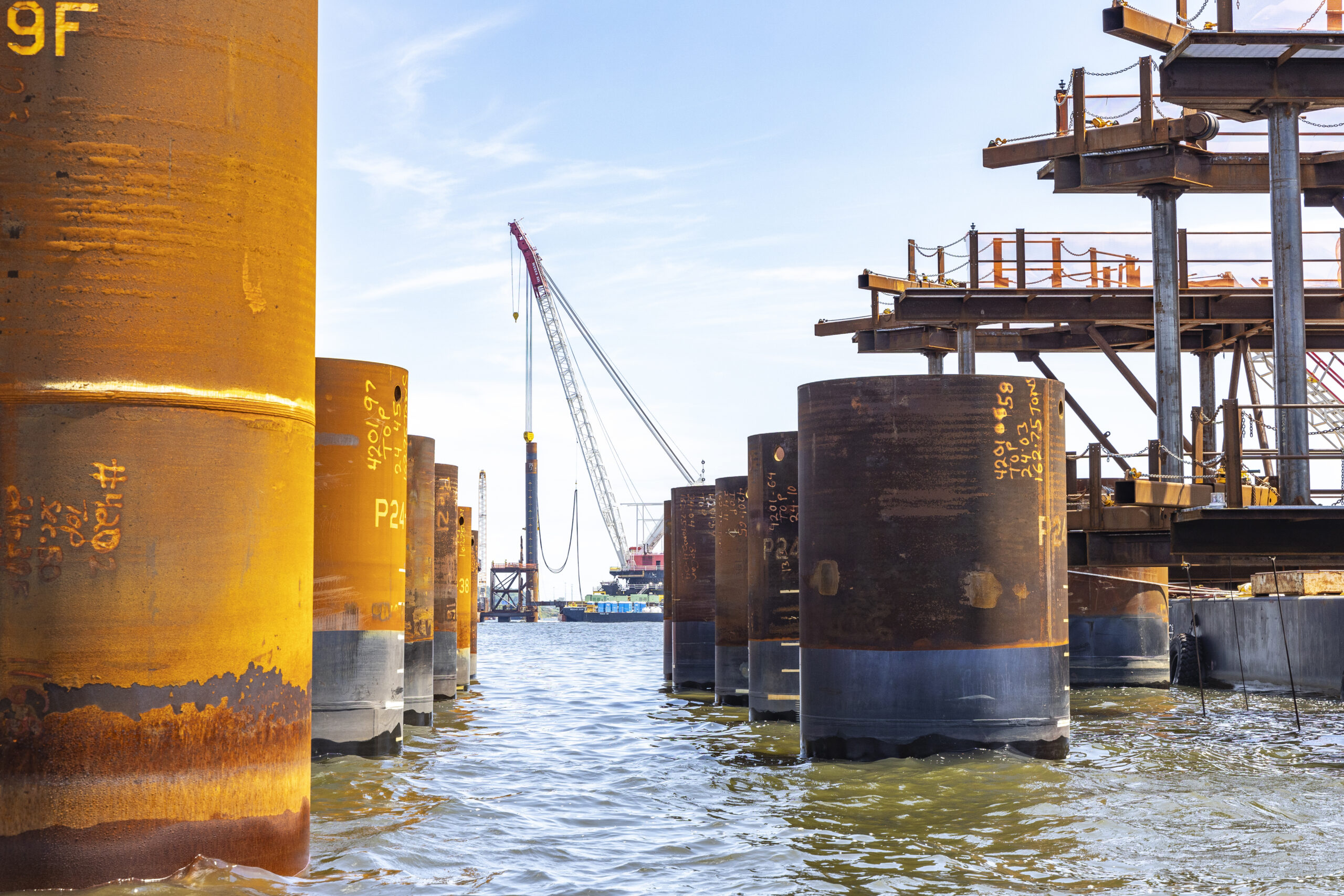 Image permanent piles for the Key Bridge Rebuild