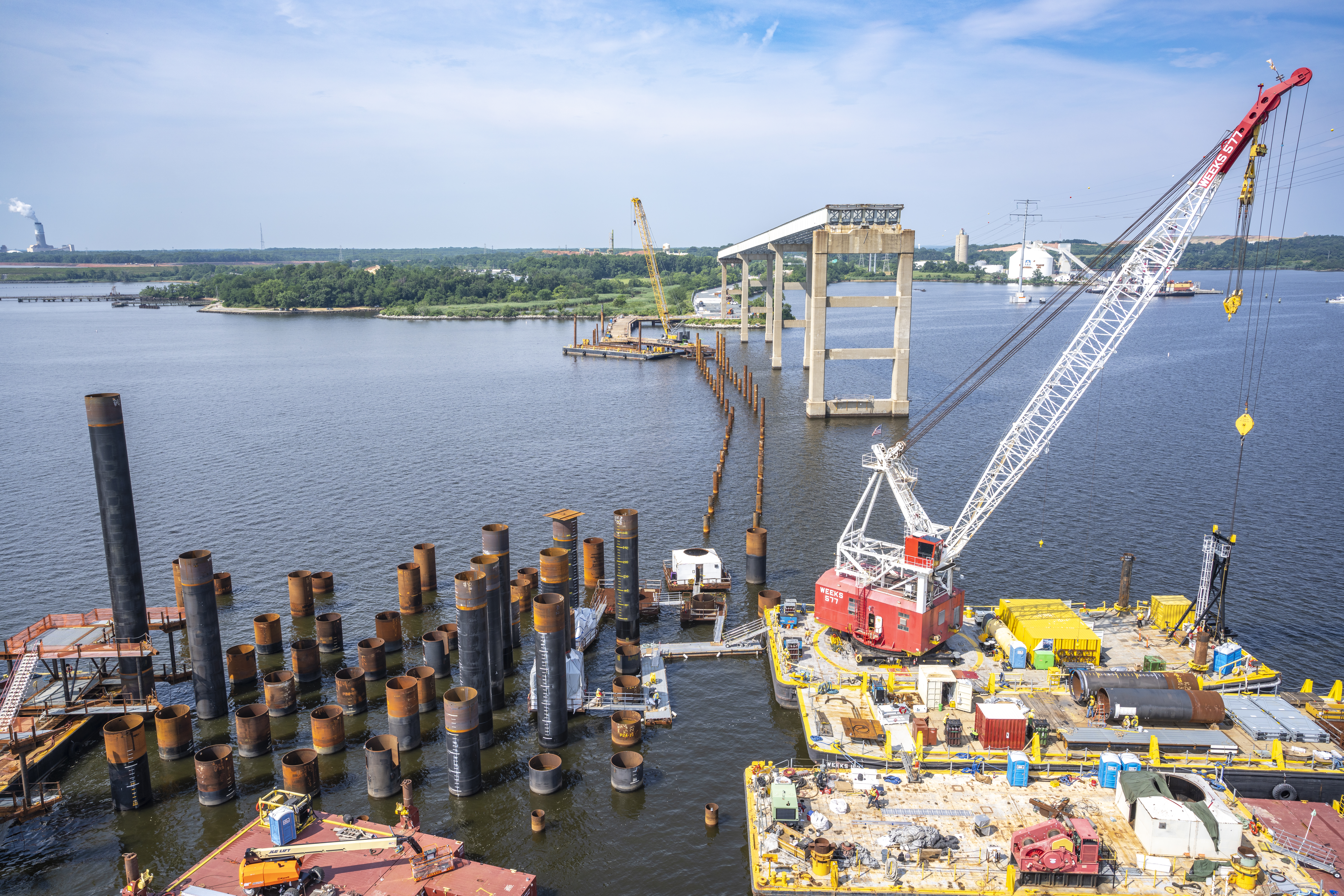 Image of permanent piles for the Key Bridge Rebuild